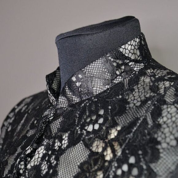 Alice + Olivia Polly Silk Blend Lace High Neck Blazer Sz S - Picture 7 of 9